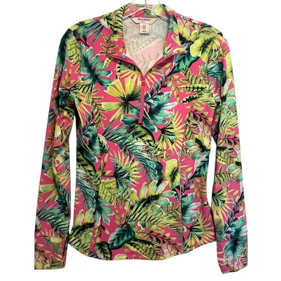 Tommy Bahama Half Zip Golf Top Womens Size Small Tropical Floral UPF 50+ Sporty - Picture 2 of 10
